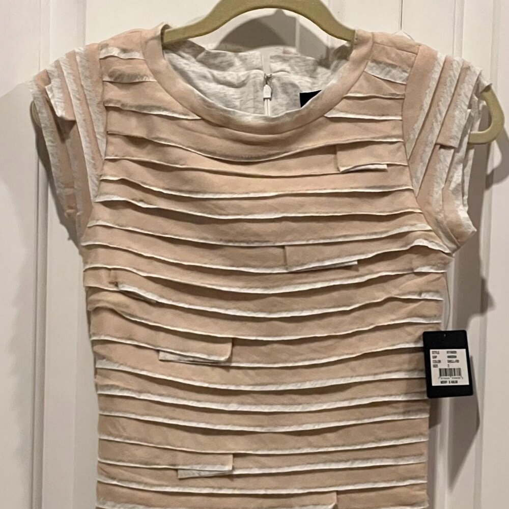 NWT: ROBERT RODRIGUEZ SHELL & GREY SILK & COTTON DRESS, SZ:2